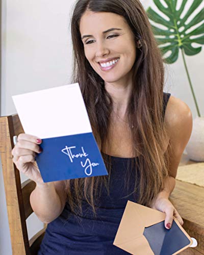 100 Navy Blue Thank You Cards with Envelopes & Stickers | Classy Thank You Notes Bulk Box Set | Large Professional Looking 4” x 6" Cards Perfect for Business, Graduation, Baby Shower & Wedding