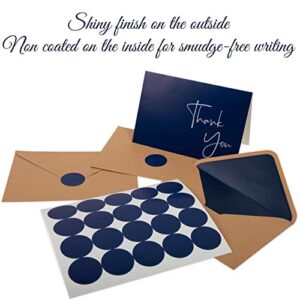 100 Navy Blue Thank You Cards with Envelopes & Stickers | Classy Thank You Notes Bulk Box Set | Large Professional Looking 4” x 6" Cards Perfect for Business, Graduation, Baby Shower & Wedding