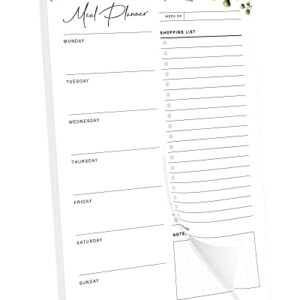 Magnetic Meal Planning Pad for Fridge 52 Undated Tear-off Sheets | 6x9 Inch Meal Planning Notepad | Notebook for Meal Planner and Grocery List with Magnet | Weekly Meal Planner for kitchen with Tear Off Shopping List