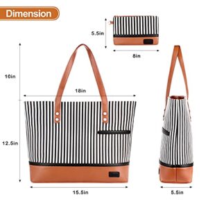 Laptop Tote Bag for Women Large Canvas Womens Briefcase Waterproof Computer Bag Work Bags for Women Fits 15.6 inch Laptop (Brown)