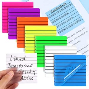 baborui 350 sheets transparent sticky notes with lines, 7 pads lined translucent sticky notes, 3×3 inch clear sticky notes lined for aesthetic school office supplies