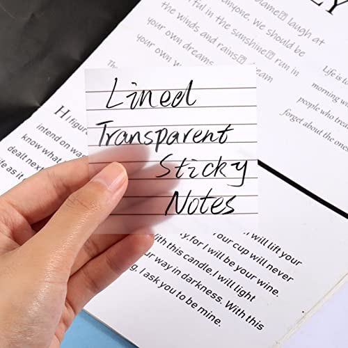 BABORUI 350 Sheets Transparent Sticky Notes with Lines, 7 Pads Lined Translucent Sticky Notes, 3x3 Inch Clear Sticky Notes Lined for Aesthetic School Office Supplies