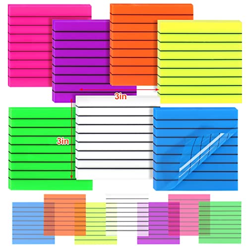 BABORUI 350 Sheets Transparent Sticky Notes with Lines, 7 Pads Lined Translucent Sticky Notes, 3x3 Inch Clear Sticky Notes Lined for Aesthetic School Office Supplies