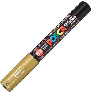 Uni-posca Paint Marker SPECIAL SET (a) , Mitsubishi Pencil, Poster Colour Marking Pens Extra Fine Point 12 Colours (PC-1M12C) , Gold and Silver