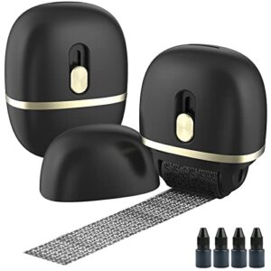 lomil identity protection roller stamps 2 pack – confidential roller stamp with 4 refills – wide identity theft protection stamp for id blockout, privacy & security(black)