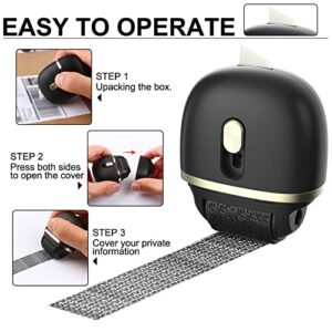 Lomil Identity Protection Roller Stamps 2 Pack - Confidential Roller Stamp with 4 Refills - Wide Identity Theft Protection Stamp for ID Blockout, Privacy & Security(Black)