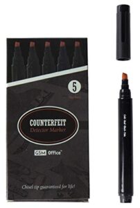 counterfeit money bill detector pens, markers – detects fake currency – 5 pack