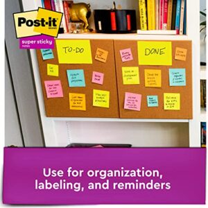 Post-it Super Sticky Notes, 3x3 in, 6 Pads/Pack, 90 Sheets/Pad, Amazon Exclusive Bright Color Collection, Aqua Splash, Acid Lime, Tropical Pink, Sunnyside, Guava and Iris Infusion