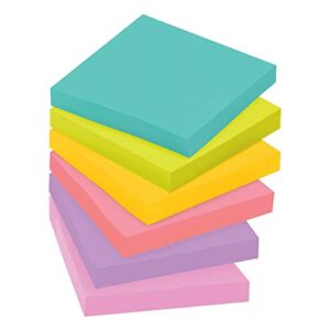 Post-it Super Sticky Notes, 3x3 in, 6 Pads/Pack, 90 Sheets/Pad, Amazon Exclusive Bright Color Collection, Aqua Splash, Acid Lime, Tropical Pink, Sunnyside, Guava and Iris Infusion