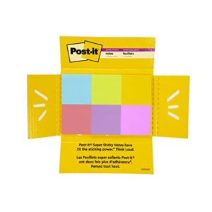 Post-it Super Sticky Notes, 3x3 in, 6 Pads/Pack, 90 Sheets/Pad, Amazon Exclusive Bright Color Collection, Aqua Splash, Acid Lime, Tropical Pink, Sunnyside, Guava and Iris Infusion