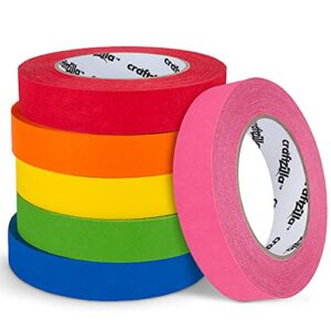 Craftzilla Colored Masking Tape – 6 Jumbo Rolls – 990 Feet x 1 Inch of Colorful Craft Tape – Vibrant Rainbow Color Teacher Tape, Great for Art, Lab, Labeling & Classroom Decorations