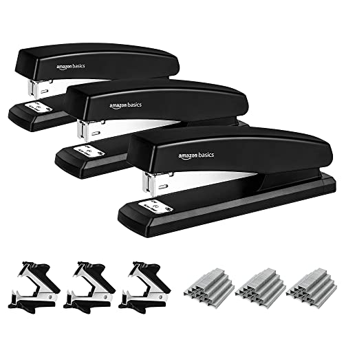 Amazon Basics Stapler Value Pack Including Staples and Staple Remover - 3-Pack