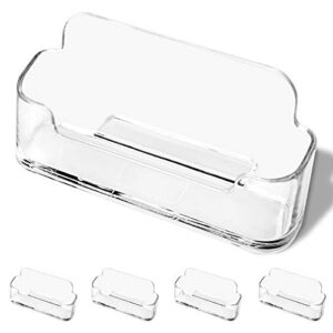 dmfly business card holder for desk – 4 pack acrylic business card holder display plastic business card stand desktop business card holders for exhibition, home & office, fits 30-50 business cards