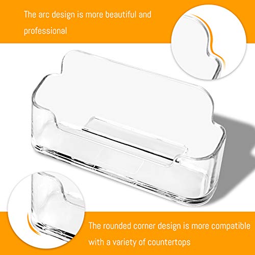 DMFLY Business Card Holder for Desk - 4 Pack Acrylic Business Card Holder Display Plastic Business Card Stand Desktop Business Card Holders for Exhibition, Home & Office, Fits 30-50 Business Cards