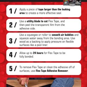 Flex Tape Rubberized Waterproof Tape, 4" x 5', Clear