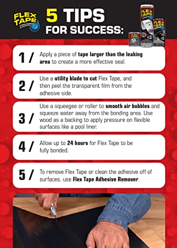 Flex Tape Rubberized Waterproof Tape, 4" x 5', Clear