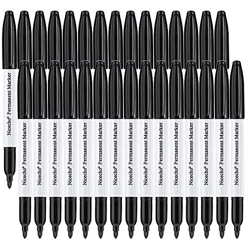 Permanent Markers, Black Permanent Marker Pens, 30 Count Fine Point Basic Marker Set