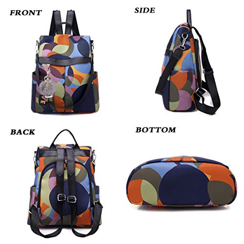 COFIHOME HAOOT Fashion Backpack for Women Waterproof Rucksack Daypack Anti-theft Shoulder Bag Handbag Casual Travel Bag Hiking Backpack Purse with Pom Pom Keychain