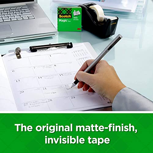 Magic Tape, 3 Rolls Tape with Tape Dispenser, Invisible Tape, Clear Tape, 1/2 x 450 Inches Tape Rolls + Scissors All Purpose