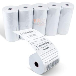 tk thermal king, 3-1/8″ x 230′ point-of-sale thermal paper rolls fits station pos system (10 rolls)