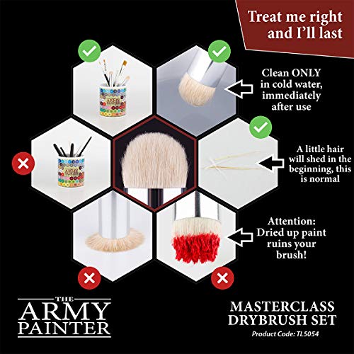 The Army Painter Masterclass: Drybrush Set - Hobby Brush Set with Brushes in Three Sizes for Advanced and Professional Techniques for Tabletop Roleplaying, Boardgames, and Wargames Miniature Painting