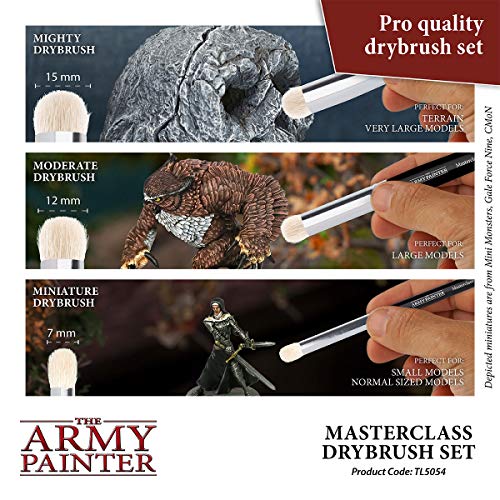 The Army Painter Masterclass: Drybrush Set - Hobby Brush Set with Brushes in Three Sizes for Advanced and Professional Techniques for Tabletop Roleplaying, Boardgames, and Wargames Miniature Painting