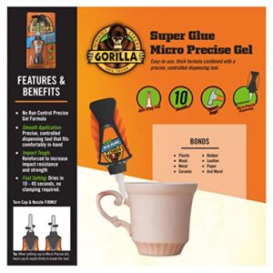 Gorilla Micro Precise Super Glue Gel, 6 Gram, Clear, (Pack of 1)