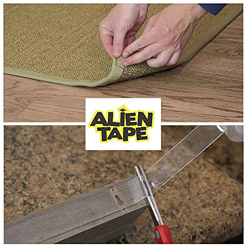 Alientape 4 Rolls Nano Double-Sided Tape, Multipurpose Removable Adhesive Transparent Grips - Washable Strong Sticky Heavy Duty for Carpet Photo Frame Poster Decor As Seen On TV