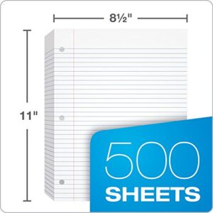 Oxford Filler Paper, 8-1/2" x 11", College Rule, 3-Hole Punched, Loose-Leaf Paper for 3-Ring Binders, 500 Sheets Per Pack (62349),White