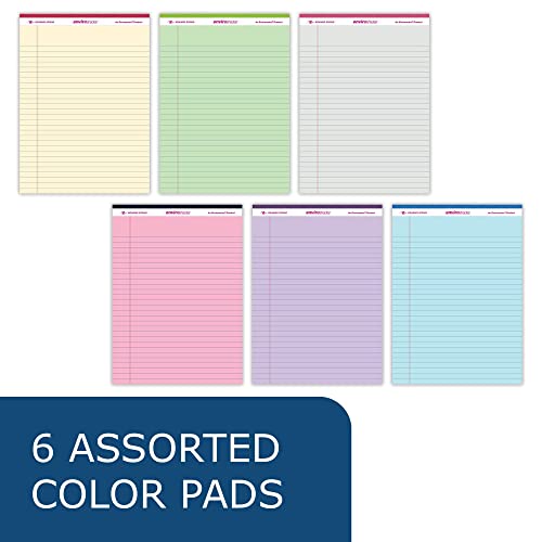 Roaring Spring Enviroshades Recycled Legal Pads, 6 Pack, 8.5" x 11.75" 50 Sheets, Assorted Colors