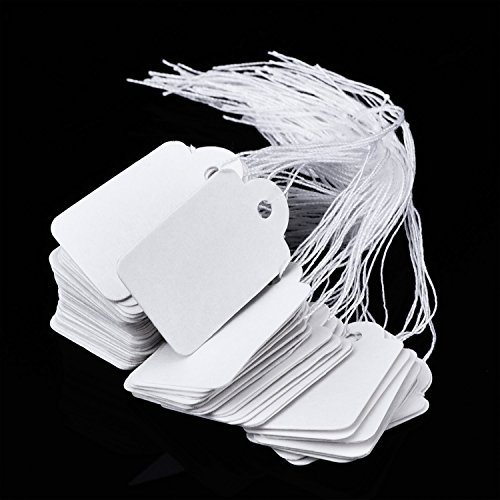 White Marking Tags Price Tags Price Labels Display Tags with Hanging String, 500 Pack (35 x 22 mm)