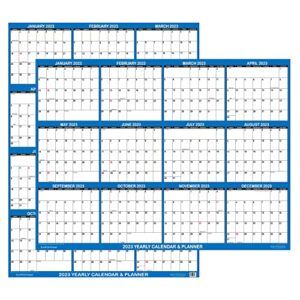 32″ x 48″ swiftglimpse 2023 wall calendar erasable large xl wet & dry erase laminated 12 month annual yearly wall planner, reversible, navy