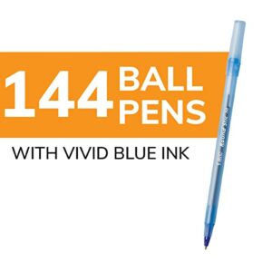 BIC Round Stic Xtra Life Blue Ballpoint Pens, Medium Point (1.0mm), 144-Count Pack of Bulk Pens, Flexible Round Barrel for Writing Comfort, No. 1 Selling Ballpoint Pens