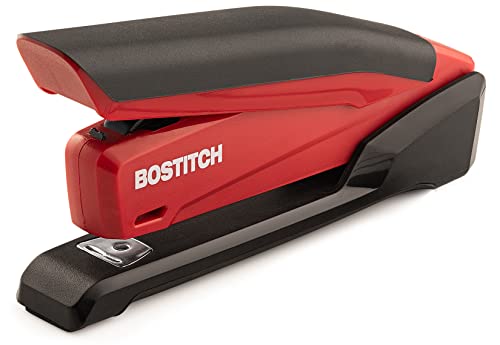 Bostitch Stapler with Staples - InPower Red Stapler - Spring Powered Stapler with 1260 Staples - Built-in Staple Remover - Staple Storage Compartment - One Touch Heavy Duty Staplers for Desk