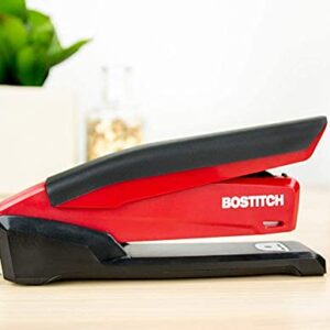 Bostitch Stapler with Staples - InPower Red Stapler - Spring Powered Stapler with 1260 Staples - Built-in Staple Remover - Staple Storage Compartment - One Touch Heavy Duty Staplers for Desk