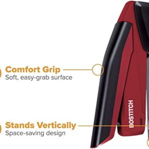 Bostitch Stapler with Staples - InPower Red Stapler - Spring Powered Stapler with 1260 Staples - Built-in Staple Remover - Staple Storage Compartment - One Touch Heavy Duty Staplers for Desk