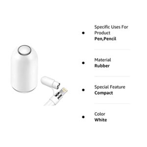 Magnetic Replacement Cap for Apple Pencil 1st Generation - with Silicone Protective Cap Holder (White)