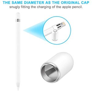 Magnetic Replacement Cap for Apple Pencil 1st Generation - with Silicone Protective Cap Holder (White)