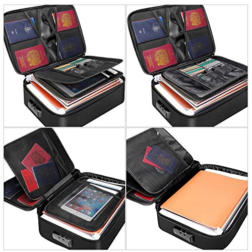 ENGPOW File Organizer Bags,Fireproof Document Bag with Money Bag,Home Office Travel Safe Bag with Lock,Multi-Layer Portable Filing Storage for Important File Passport Certificates Legal Documents