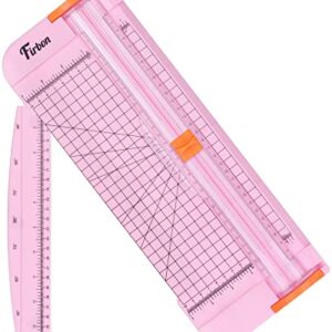 Firbon A4 Paper Cutter 12 Inch Titanium Straight Paper Trimmer with Side Ruler for Scrapbooking Craft, Paper, Coupon, Label, Cardstock(Pink)