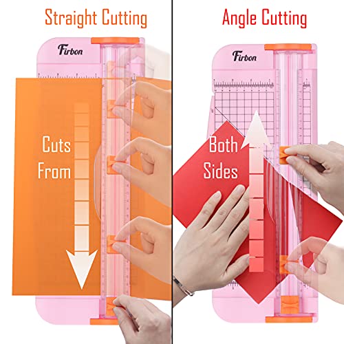 Firbon A4 Paper Cutter 12 Inch Titanium Straight Paper Trimmer with Side Ruler for Scrapbooking Craft, Paper, Coupon, Label, Cardstock(Pink)