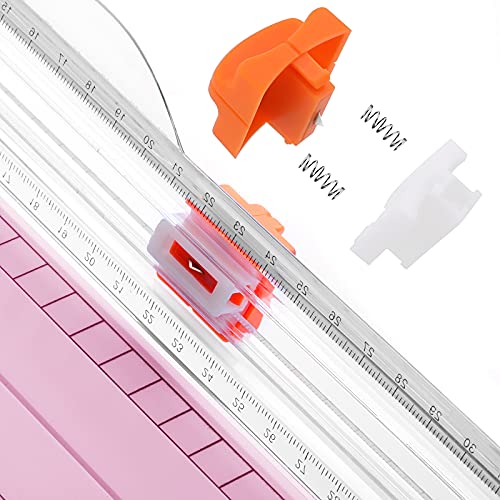 Firbon A4 Paper Cutter 12 Inch Titanium Straight Paper Trimmer with Side Ruler for Scrapbooking Craft, Paper, Coupon, Label, Cardstock(Pink)