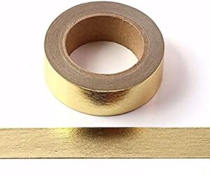 syntego solid foil washi tape decorative self adhesive masking tape 15mm x 10 meters (gold)