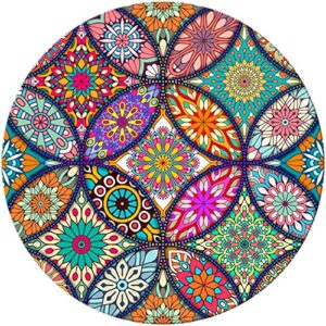 BOSOBO Mouse Pad, Round Mandala Mouse Mat, Cute Mouse Pad with Design, Non-Slip Rubber Base Mousepad with Stitched Edge, Waterproof Women Office Mouse Pads, Small Size 7.9 x 7.9 Inch, Pretty Mandala