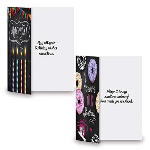 Current Bright Blackboard Birthday Greeting Card Value Pack – Set of 18 (9 Designs), Large 5 x 7 inches, Envelopes Included