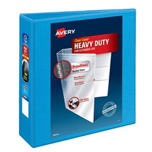 avery heavy-duty view 3 ring binder, 3″ one touch slant rings, holds 8.5″ x 11″ paper, 1 light blue binder (05601)