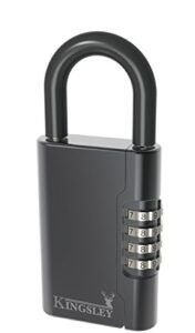 kingsley guard-a-key black realtor’s lockbox portable resettable hanging key safe combination lock box for house keys, realtors, vacation rentals, black (1 pack)