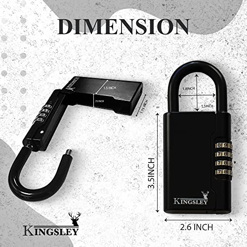 Kingsley Guard-a-Key Black Realtor's Lockbox Portable Resettable Hanging Key Safe Combination Lock Box for House Keys, Realtors, Vacation Rentals, Black (1 Pack)