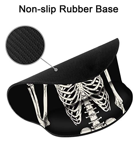 Britimes Ergonomic Mouse Pad with Wrist Support Black Human Skeleton Non-Slip Rubber Base Mousepad for Home Office Gaming Working Computers Laptop Easy Typing & Pain Relief