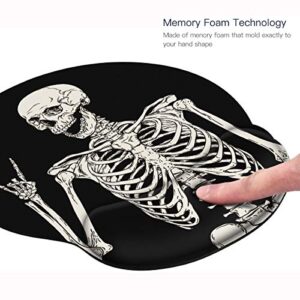 Britimes Ergonomic Mouse Pad with Wrist Support Black Human Skeleton Non-Slip Rubber Base Mousepad for Home Office Gaming Working Computers Laptop Easy Typing & Pain Relief